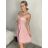 Šaty spoločenské krátke bez rukávu dámske (S/M ONE SIZE) TALIANSKA MÓDA IM3236287/DU S/M vínová