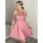 Šaty spoločenské krátke bez rukávu dámske (S/M ONE SIZE) TALIANSKA MÓDA IM3236287/DU S/M vínová